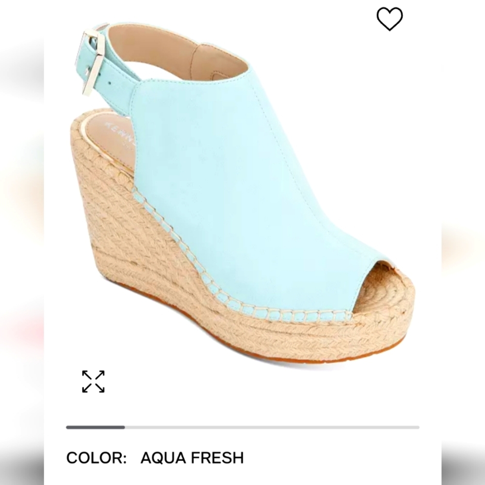 Kenneth Cole Olivia Espadrille peep toe Wedge in Aqua